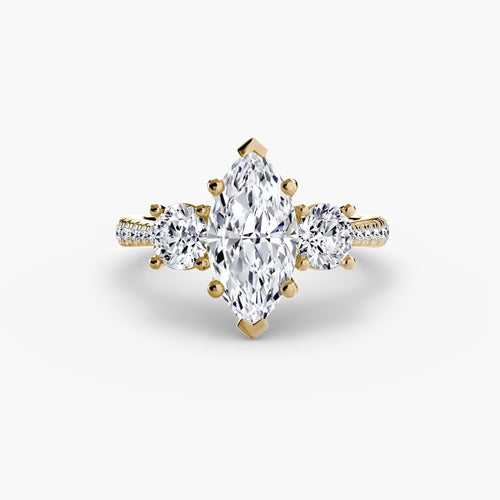 Three-Stone with Pavé Band.