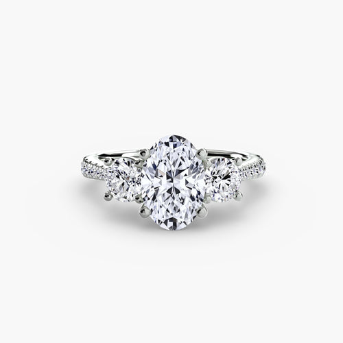 Three-Stone with Pavé Band.