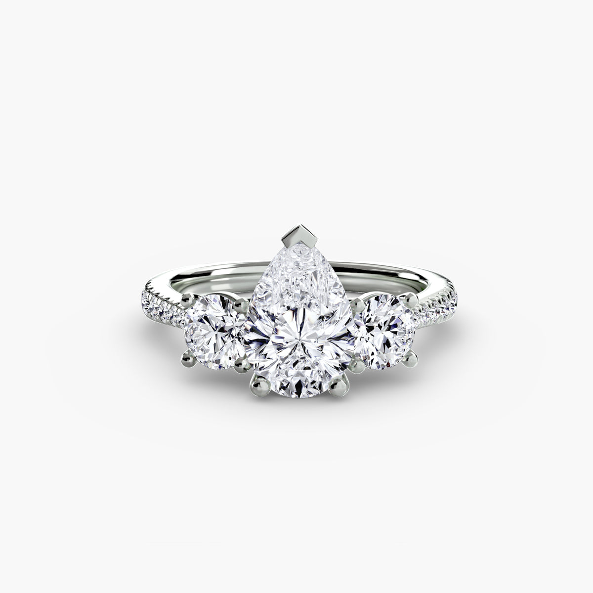 Three-Stone with Pavé Band.