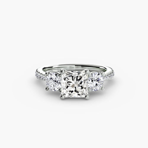 Three-Stone with Pavé Band.