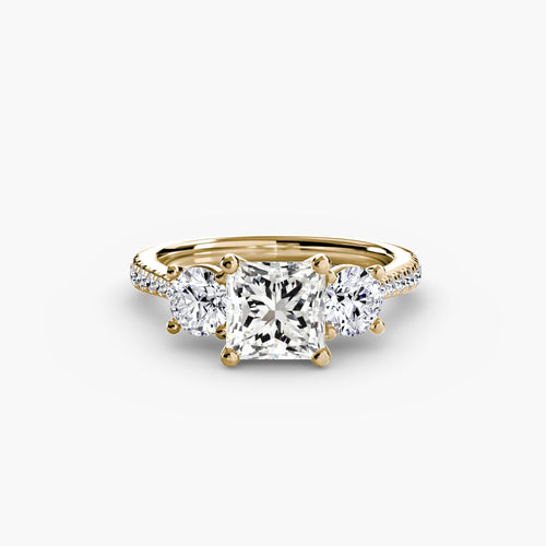 Three-Stone with Pavé Band.