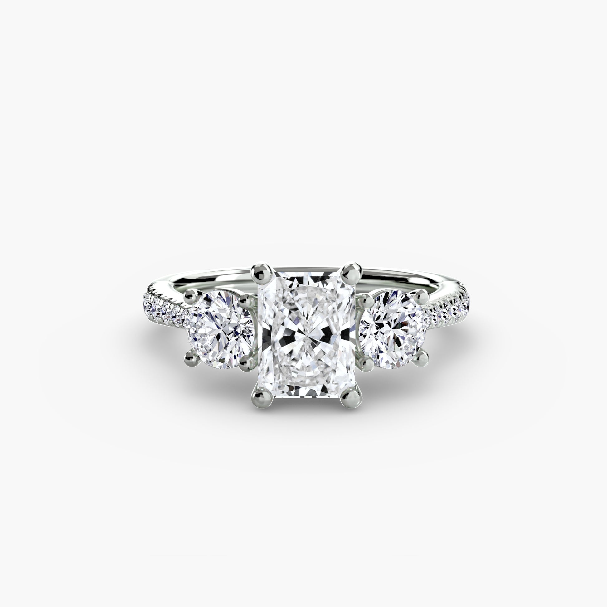 Three-Stone with Pavé Band.