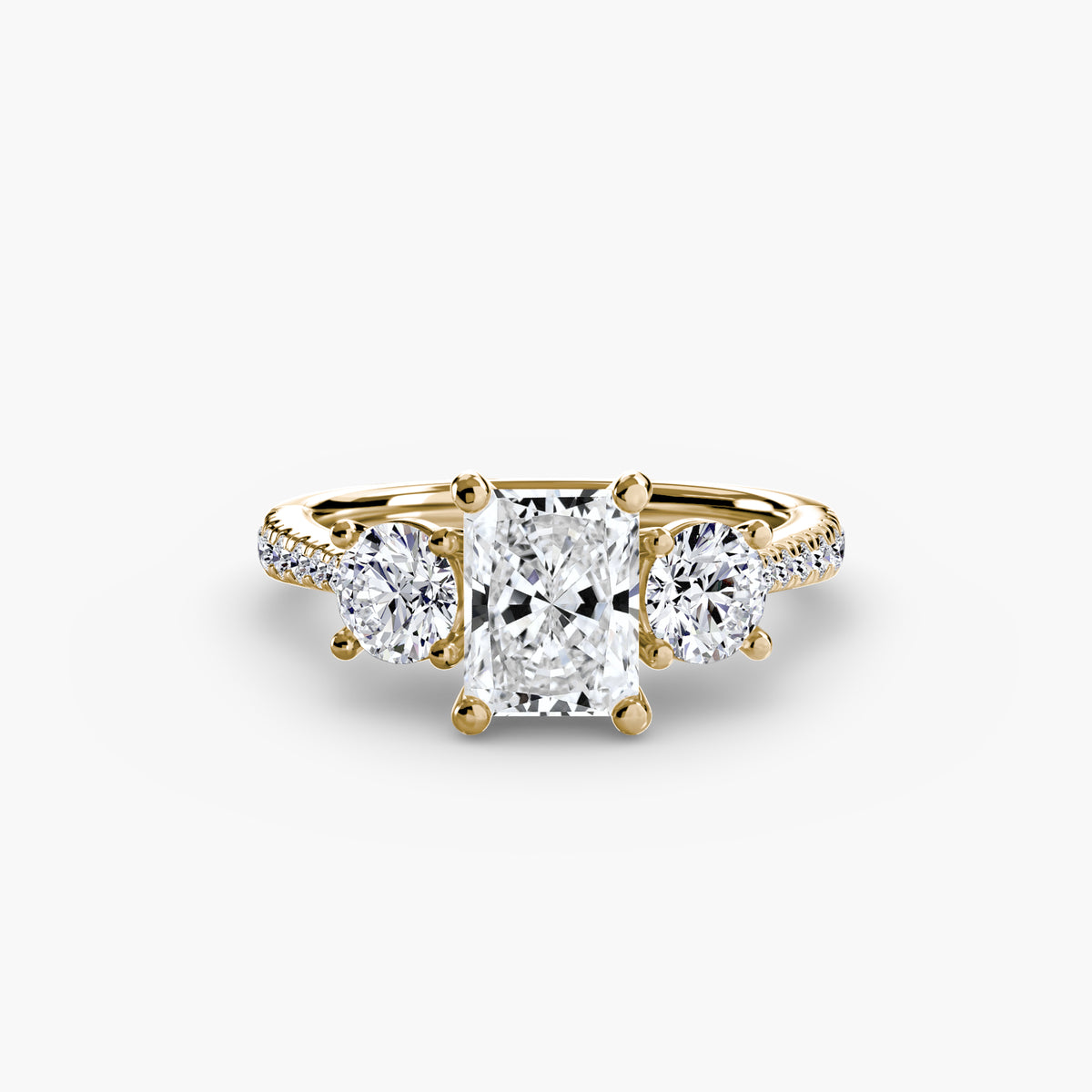 Three-Stone with Pavé Band.