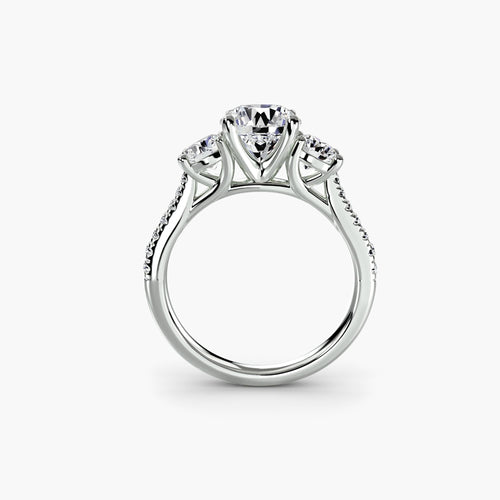 Three-Stone with Pavé Band.