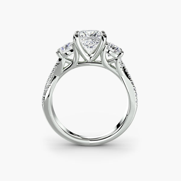 Ophelia - Three-Stone with Pavé Band Lab Grown Diamond Engagement Ring