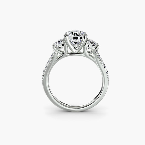 Aurelia - Three-Stone with Pavé Band Lab Grown Diamond Engagement Ring