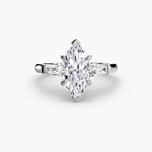 Three-Stone Ring (Baguette Side Stones).
