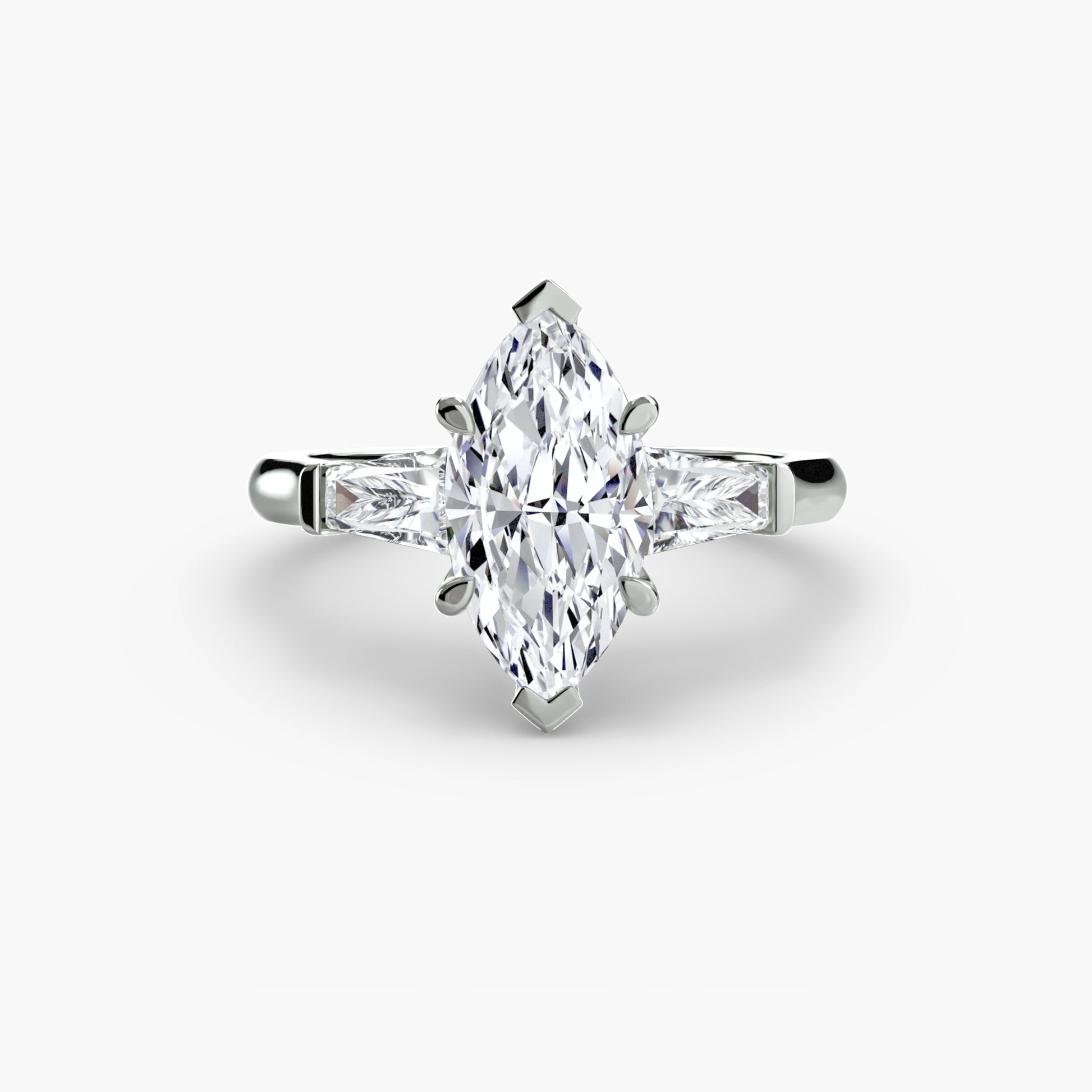Three-Stone Ring (Baguette Side Stones).