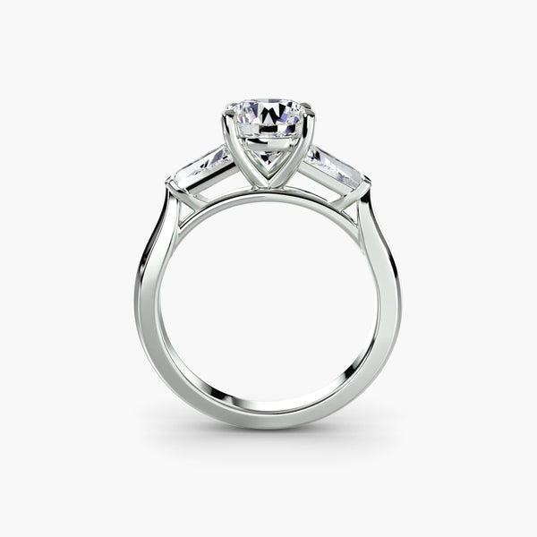 Beatrice - Three-Stone (Baguette Side Stones) Lab Grown Diamond Engagement Ring