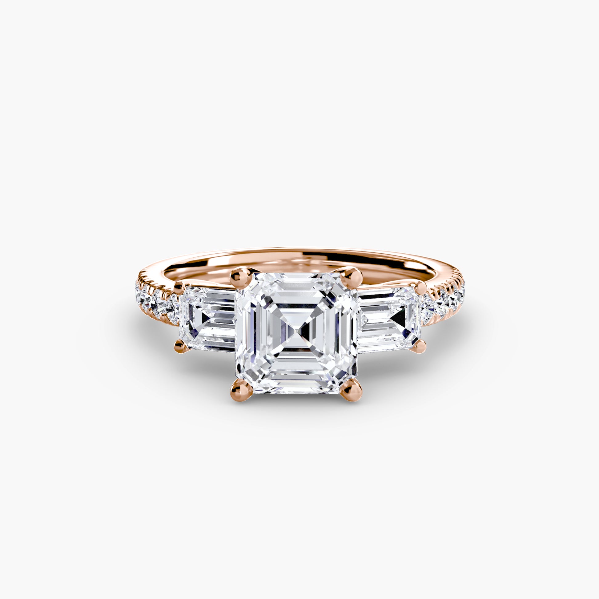 Three-Stone Ring with Pavé Band 4.