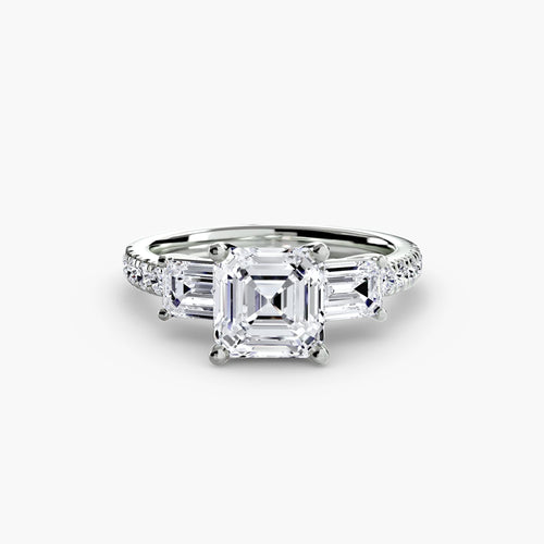 Three-Stone Ring with Pavé Band 4.