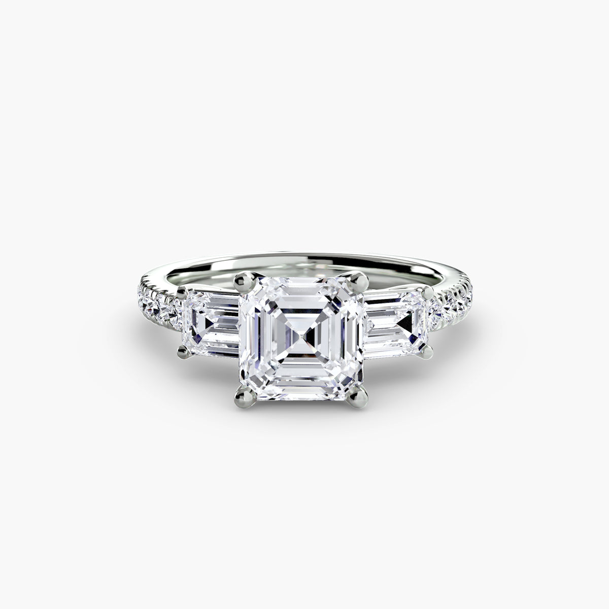 Three-Stone Ring with Pavé Band 4.