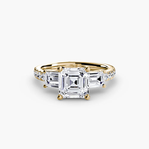 Three-Stone Ring with Pavé Band 4.