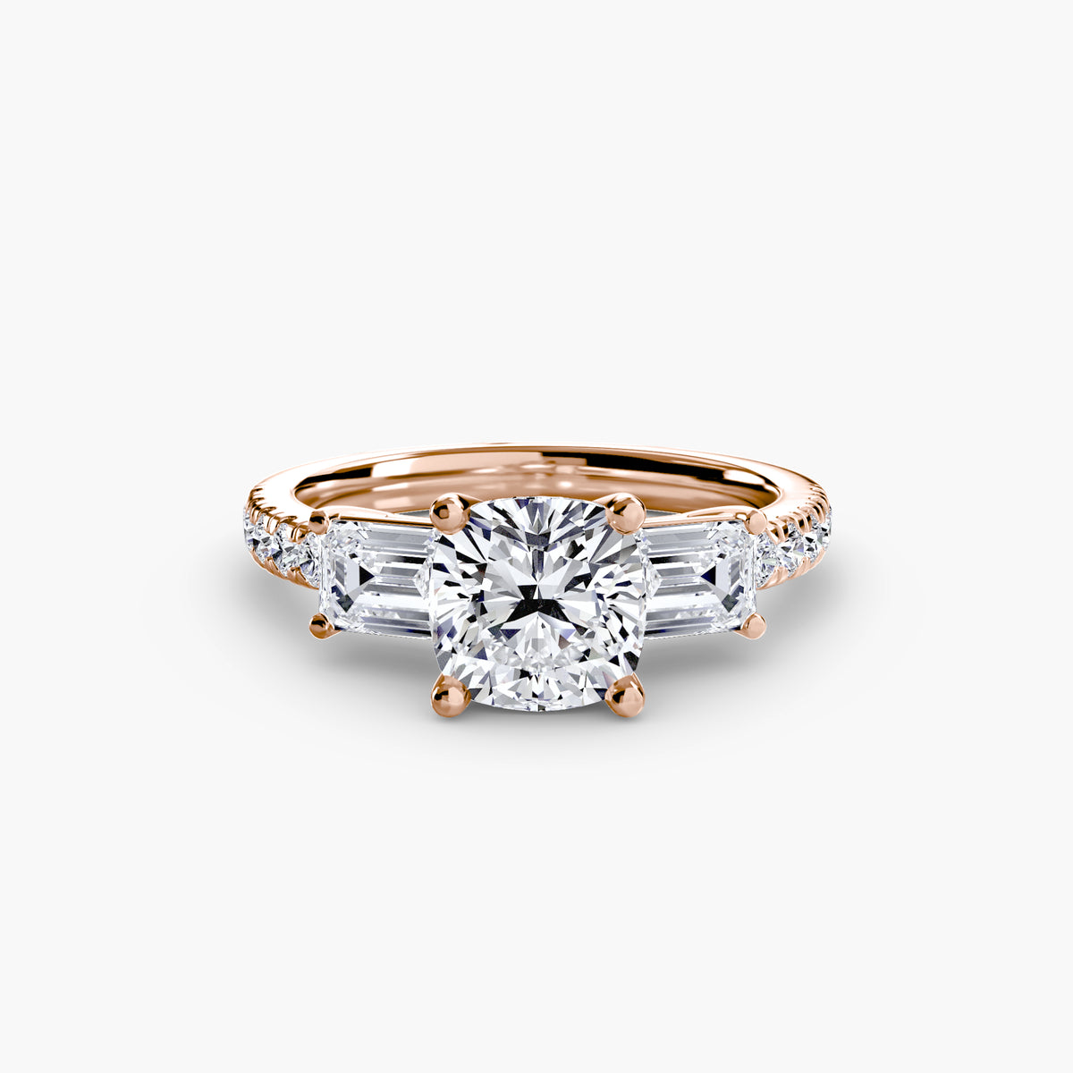Three-Stone Ring with Pavé Band 4.
