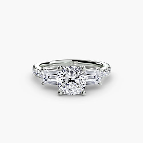 Three-Stone Ring with Pavé Band 4.
