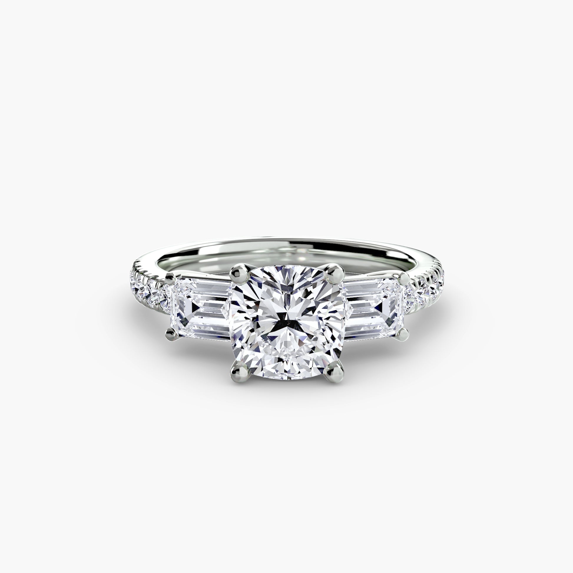 Three-Stone Ring with Pavé Band 4.