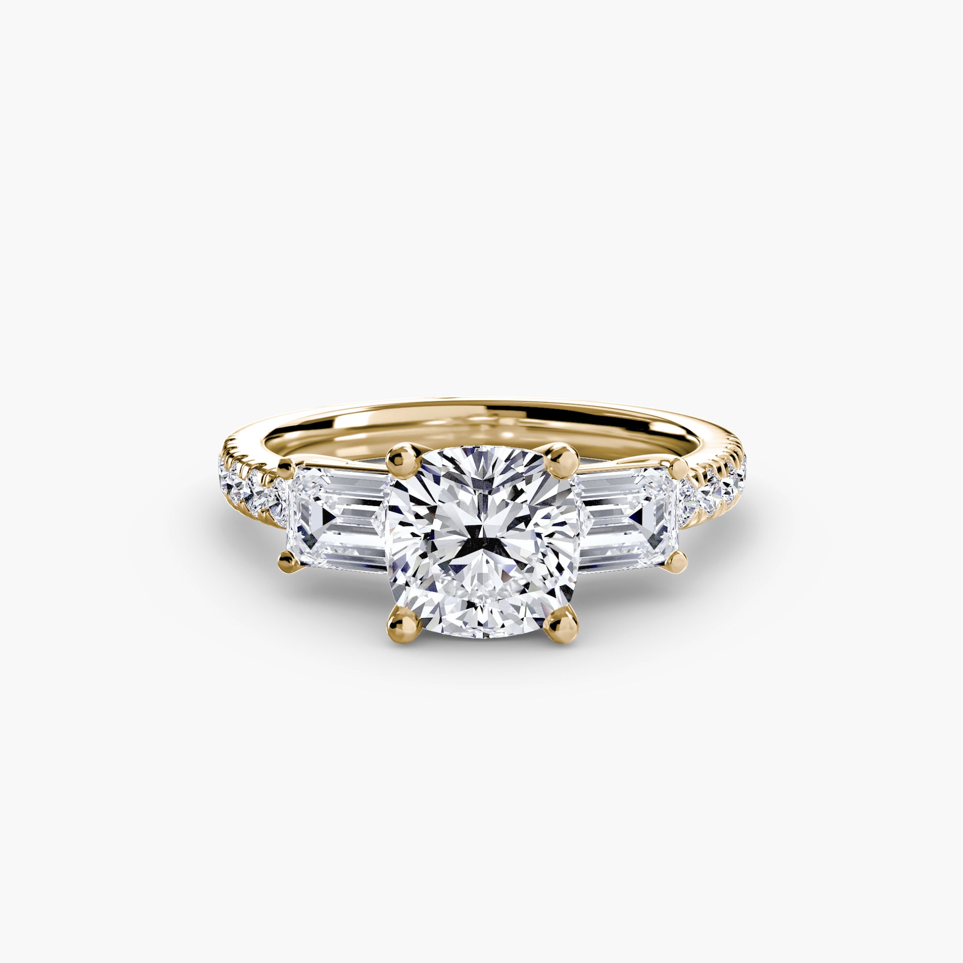 Three-Stone Ring with Pavé Band 4.