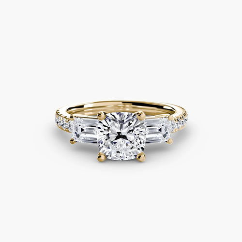 Three-Stone Ring with Pavé Band 4.