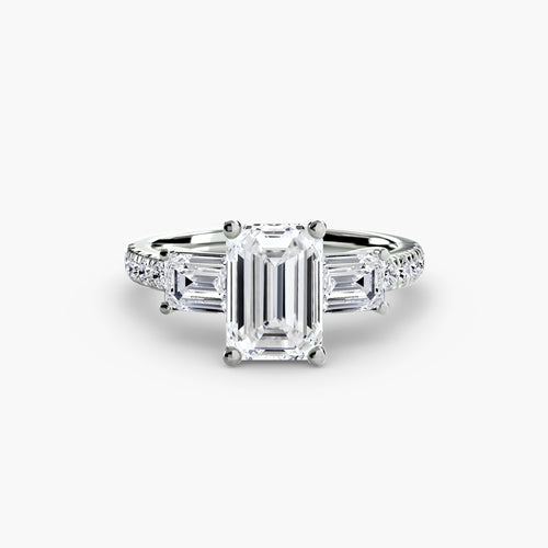 Three-Stone Ring with Pavé Band 4.
