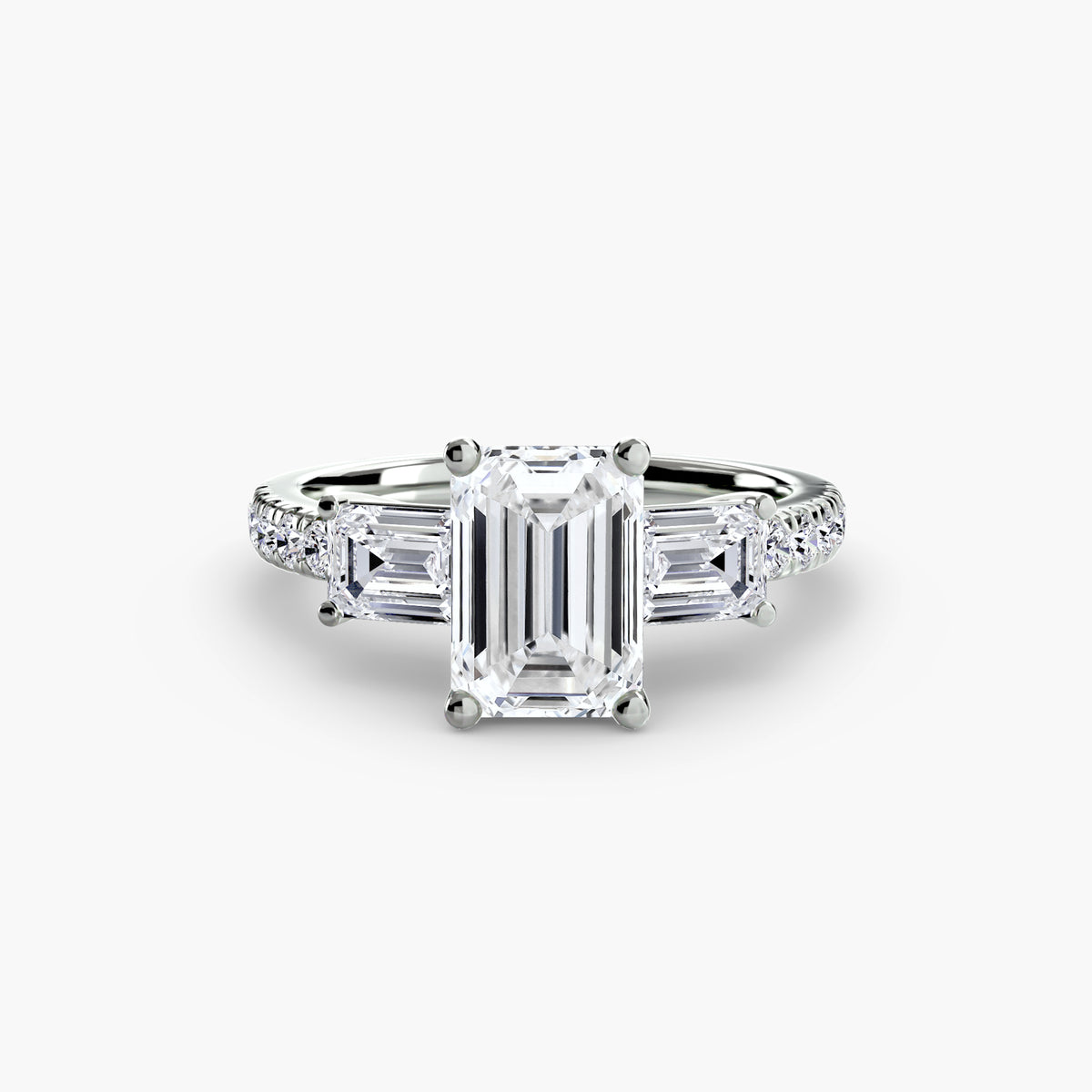 Three-Stone Ring with Pavé Band 4.