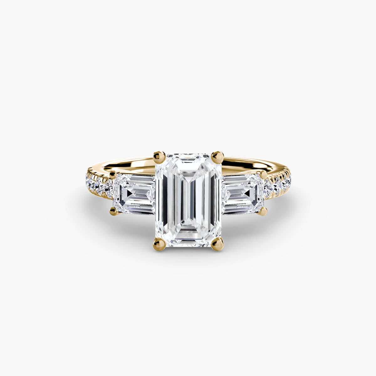 Three-Stone Ring with Pavé Band 4.