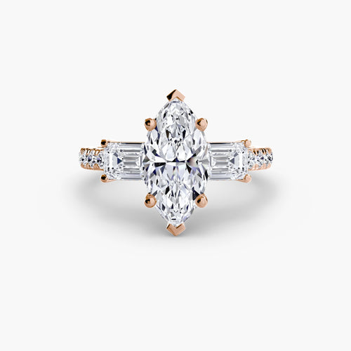 Three-Stone Ring with Pavé Band 4.