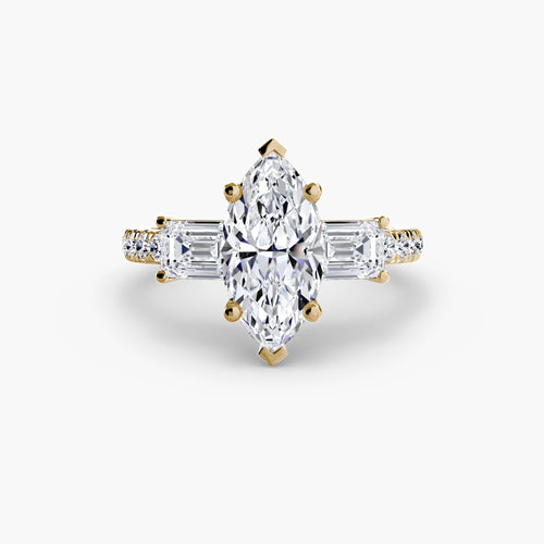 Three-Stone Ring with Pavé Band 4.