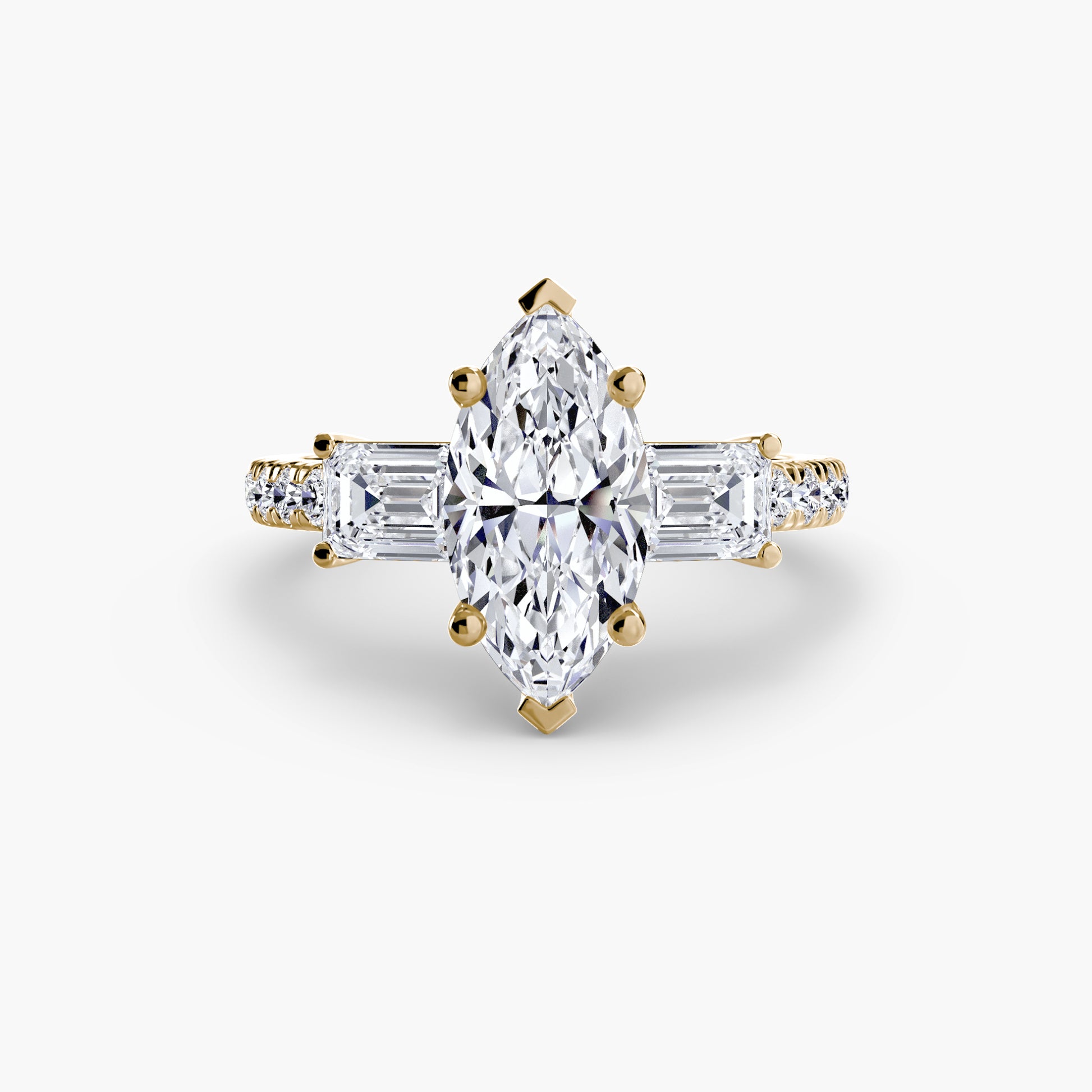 Three-Stone Ring with Pavé Band 4.