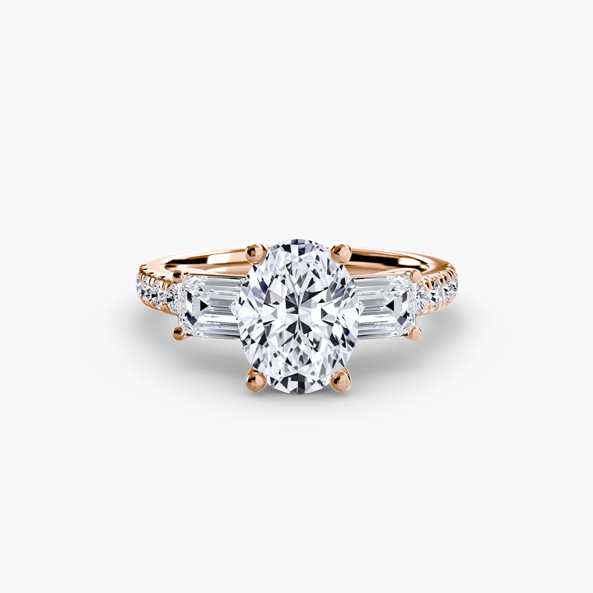 Three-Stone Ring with Pavé Band 4.