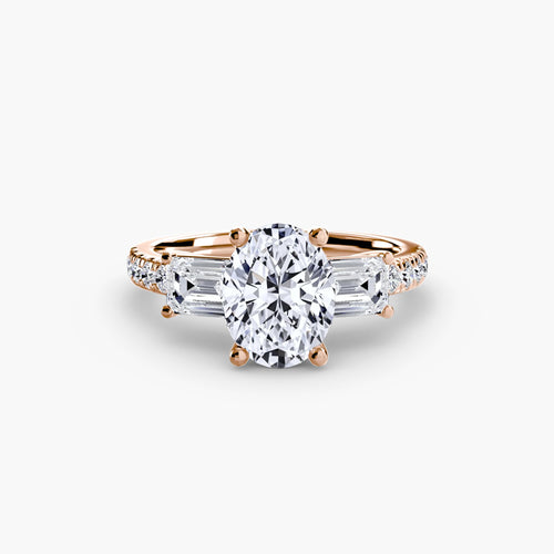 Three-Stone Ring with Pavé Band 4.