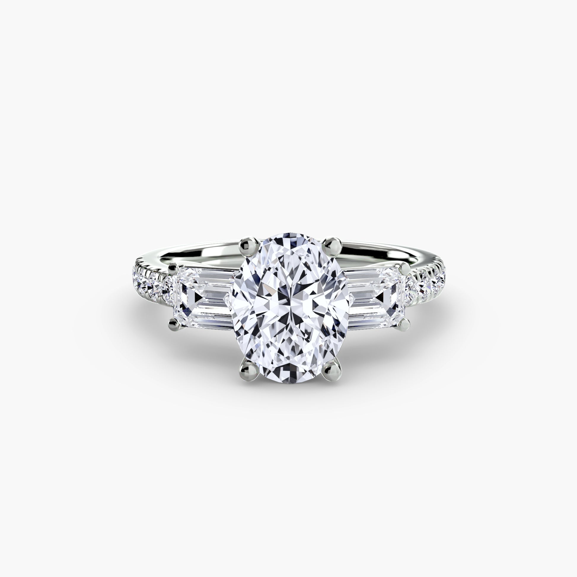Three-Stone Ring with Pavé Band 4.