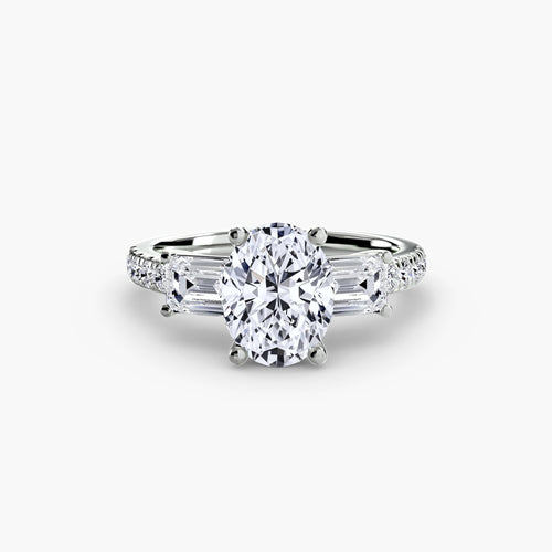Three-Stone Ring with Pavé Band 4.