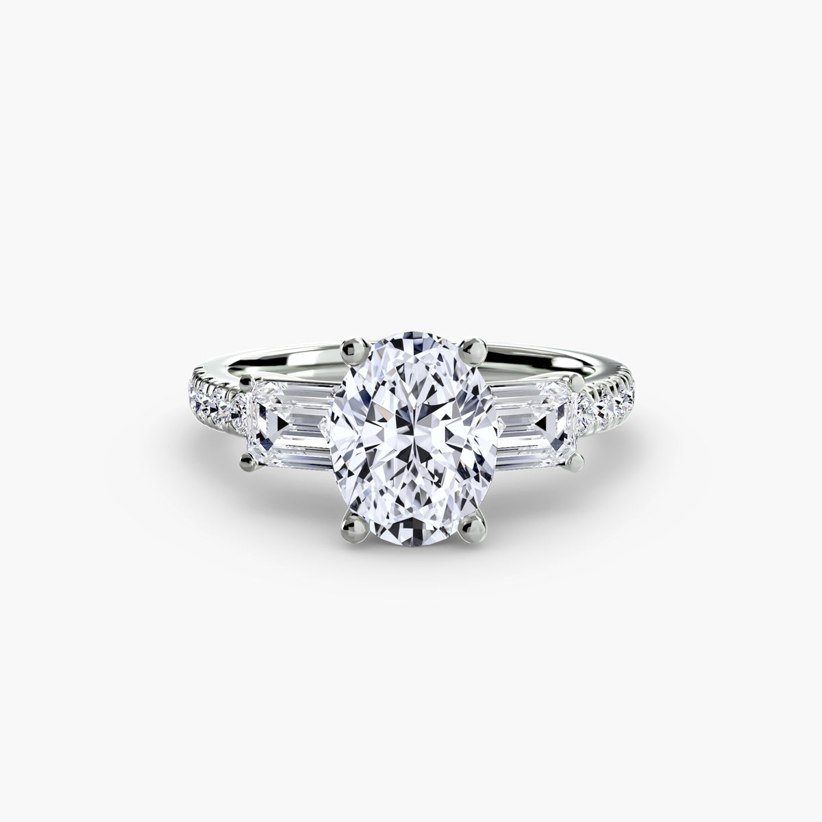 Three-Stone Ring with Pavé Band 4.