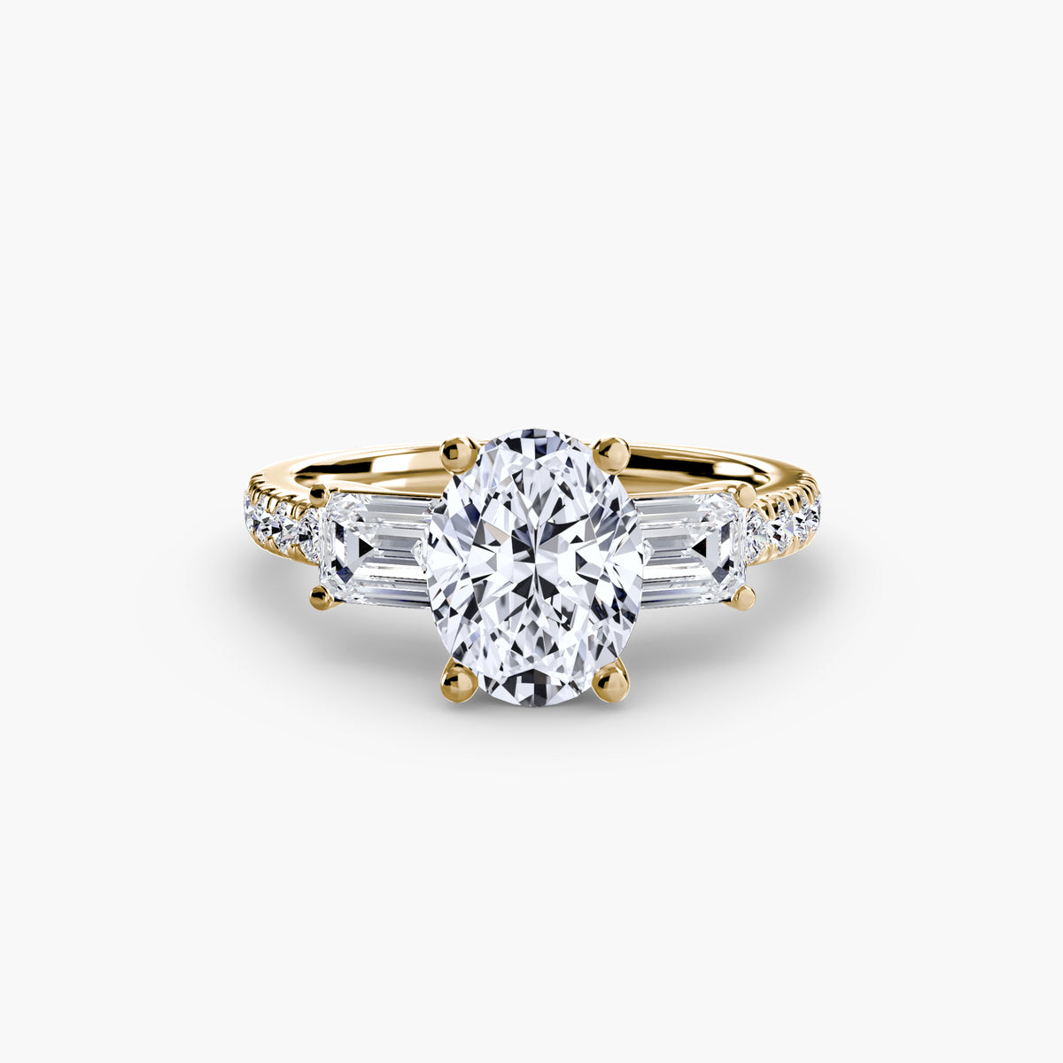 Three-Stone Ring with Pavé Band 4.