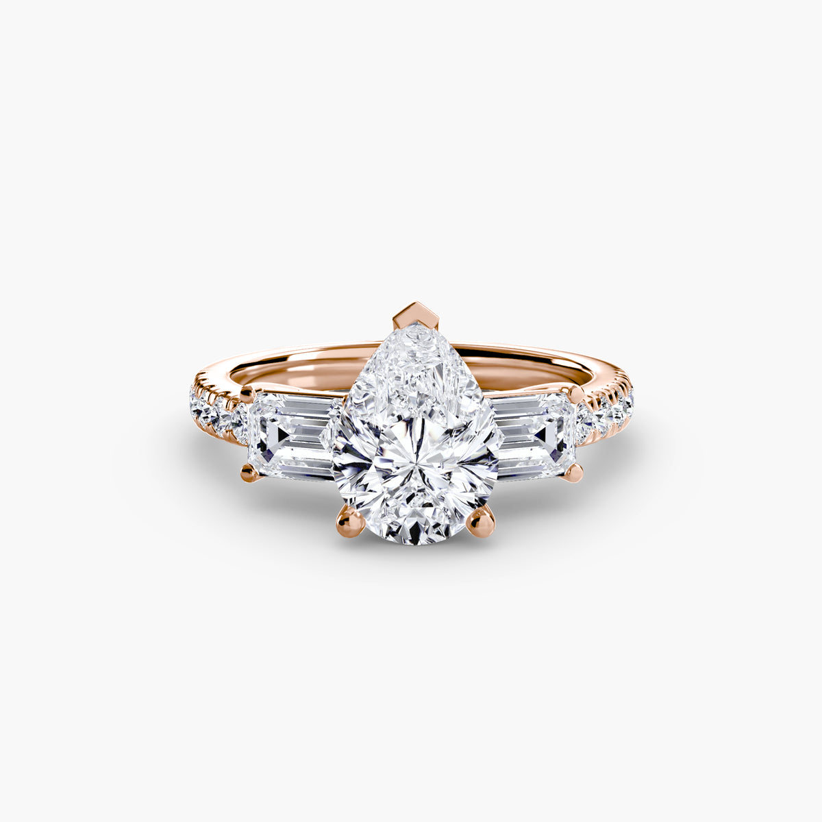 Three-Stone Ring with Pavé Band 4.