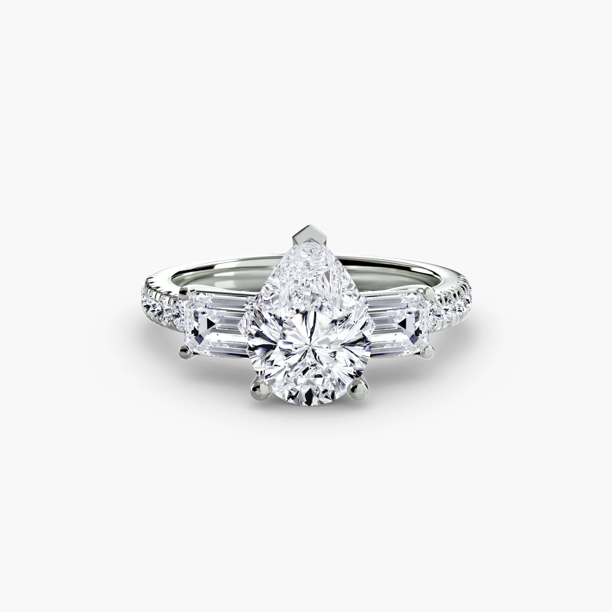 Three-Stone Ring with Pavé Band 4.