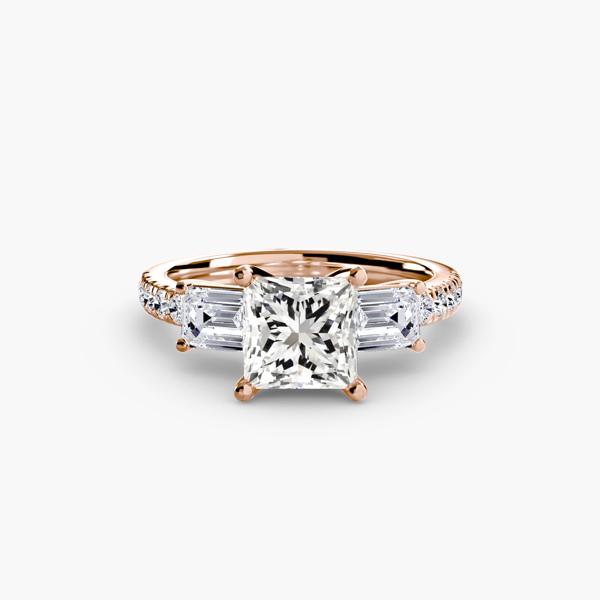 Three-Stone Ring with Pavé Band 4.