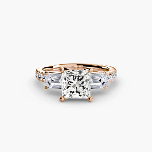 Three-Stone Ring with Pavé Band 4.
