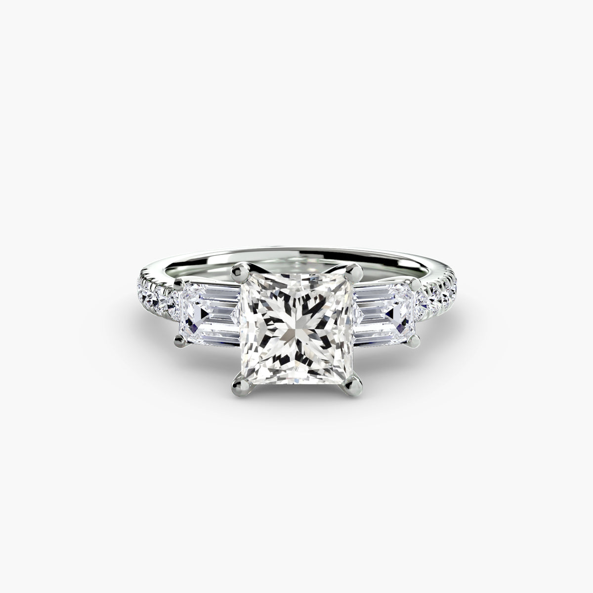 Three-Stone Ring with Pavé Band 4.