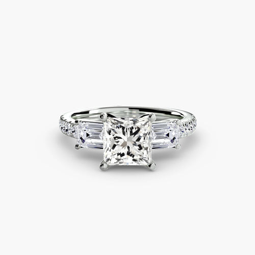 Three-Stone Ring with Pavé Band 4.