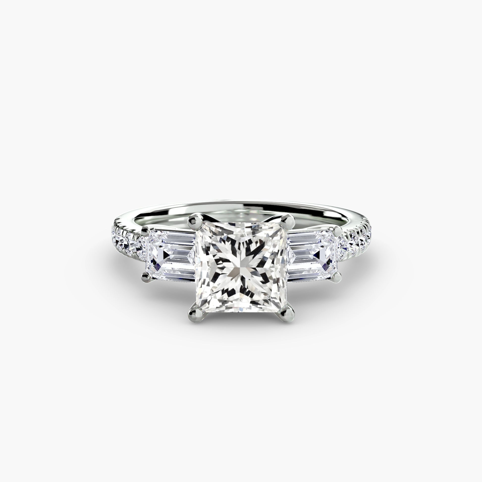 Three-Stone Ring with Pavé Band 4.