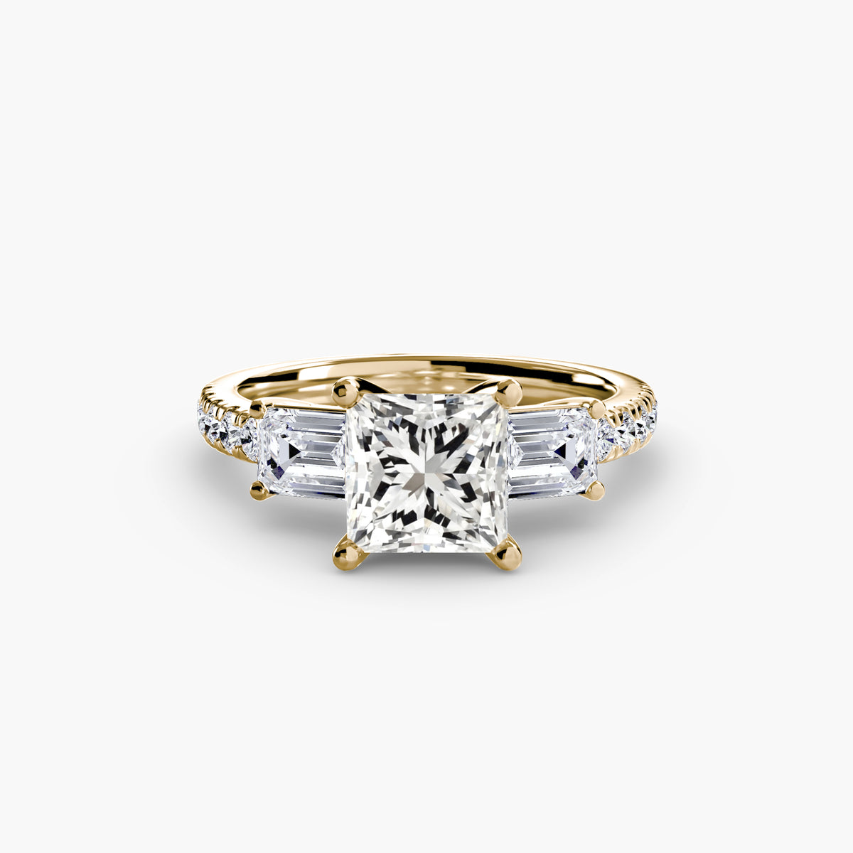 Three-Stone Ring with Pavé Band 4.