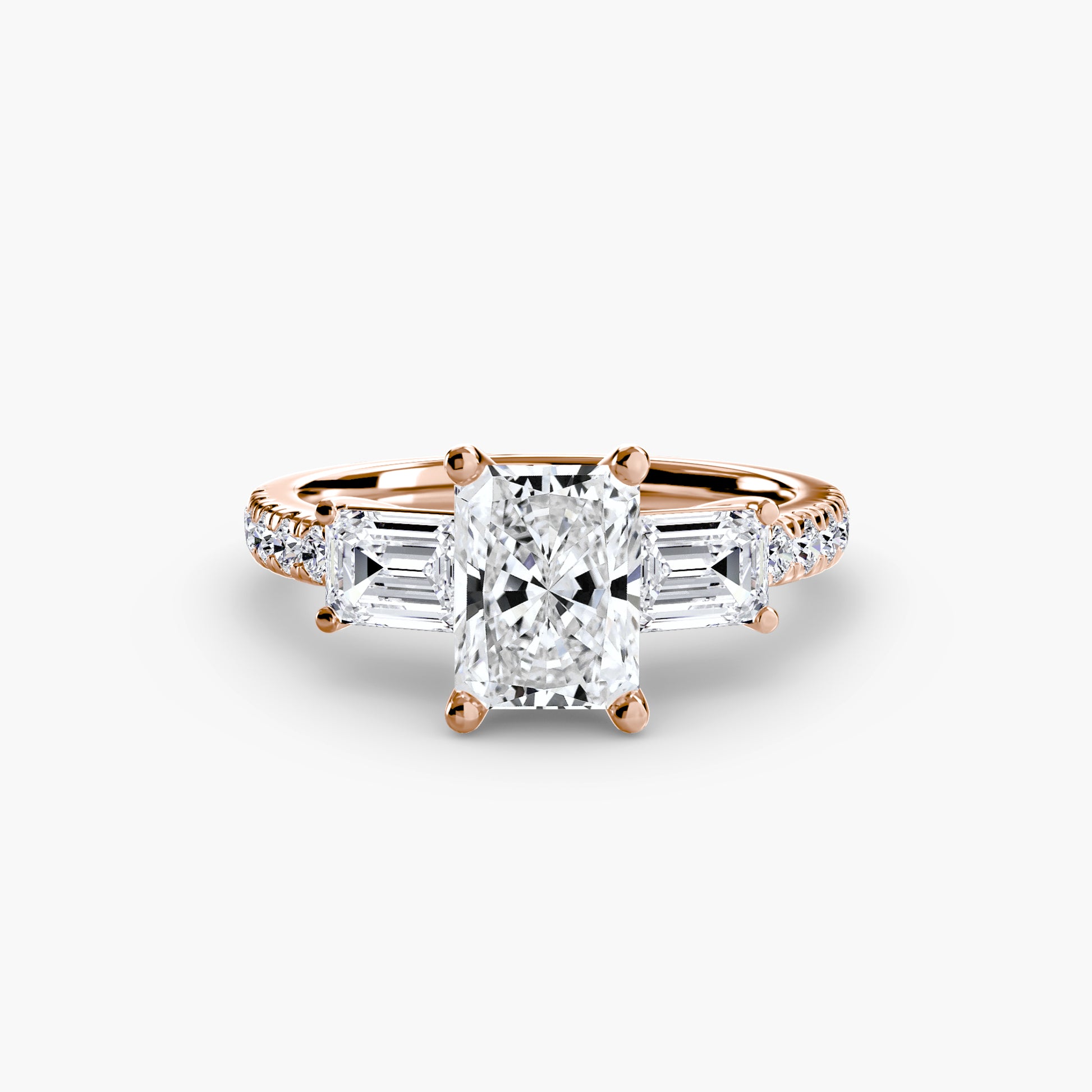 Three-Stone Ring with Pavé Band 4.