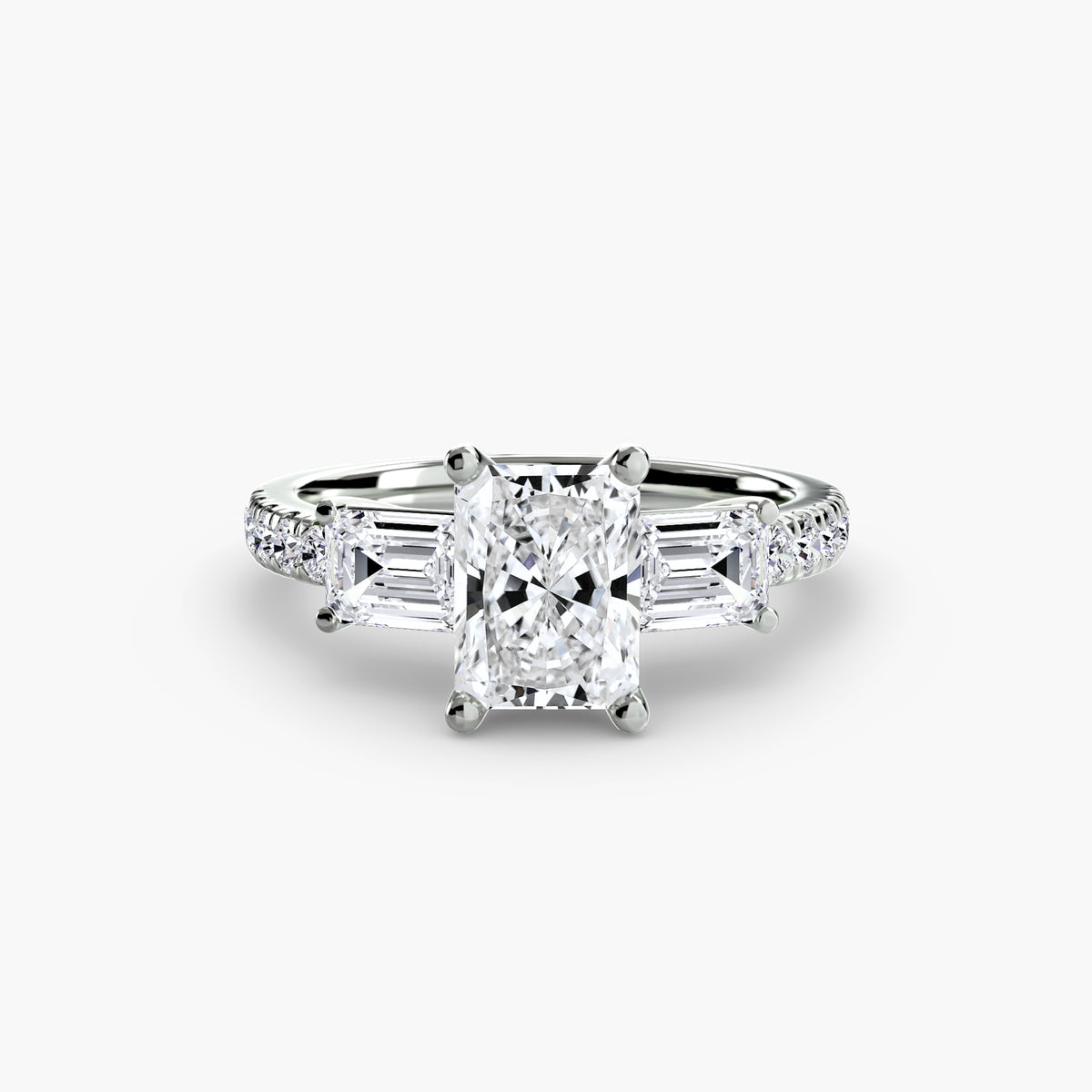 Three-Stone Ring with Pavé Band 4.