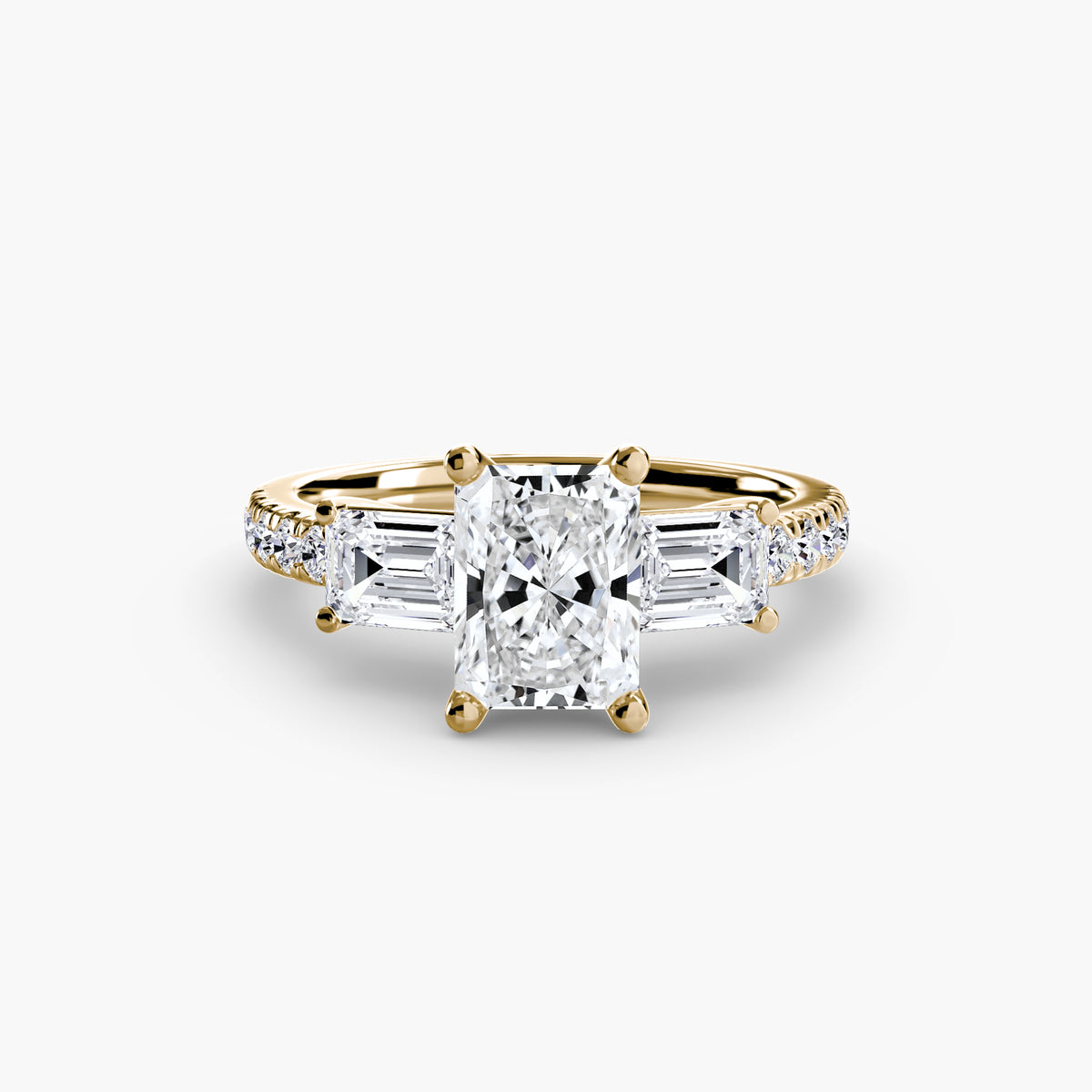 Three-Stone Ring with Pavé Band 4.