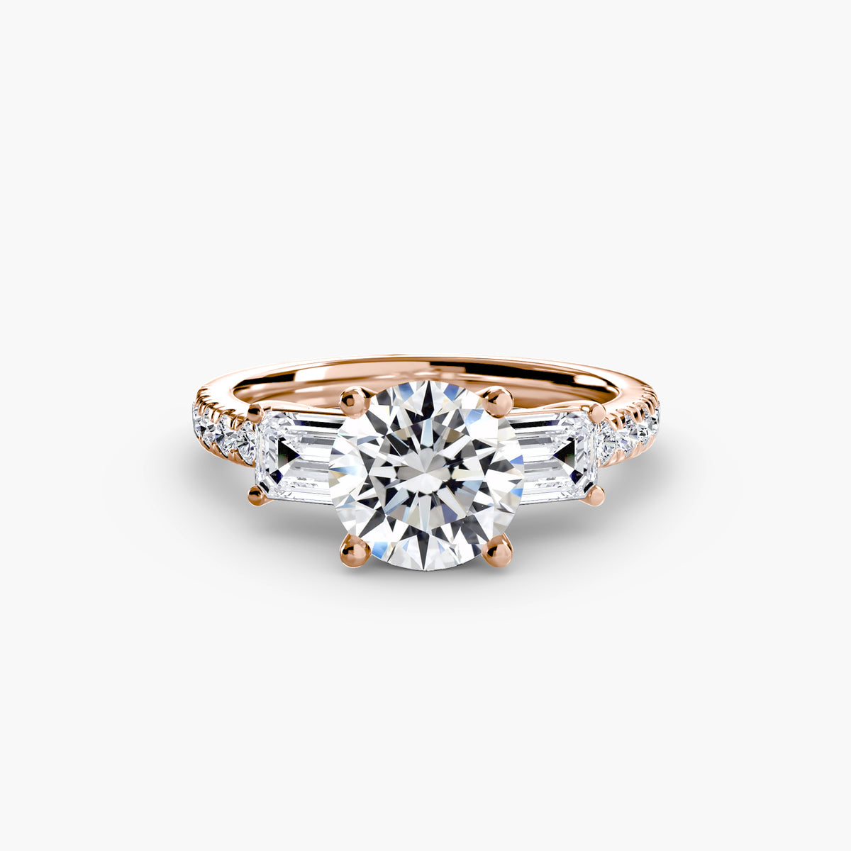 Three-Stone Ring with Pavé Band 4.