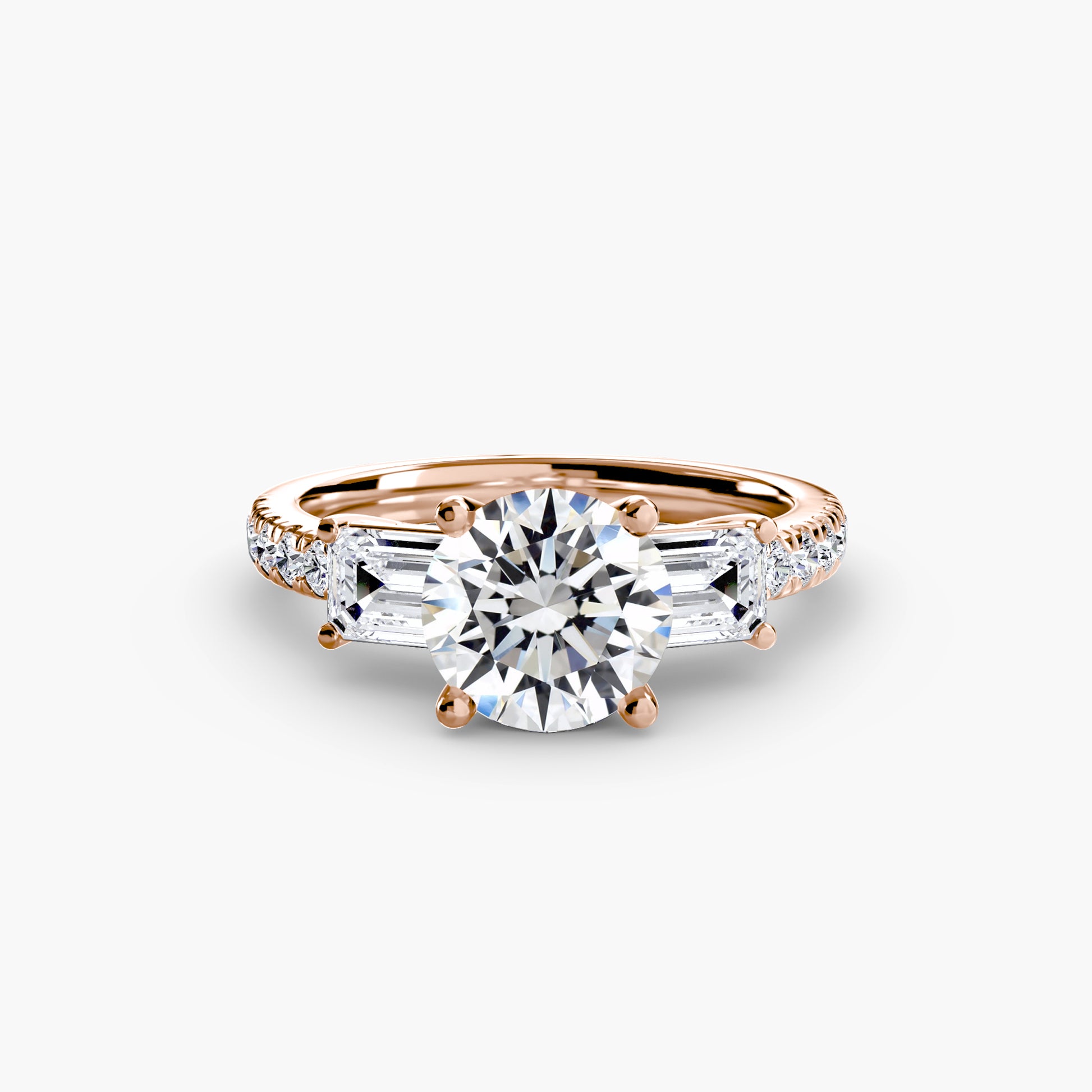 Three-Stone Ring with Pavé Band 4.