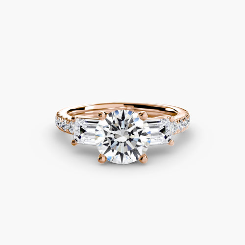 Three-Stone Ring with Pavé Band 4.