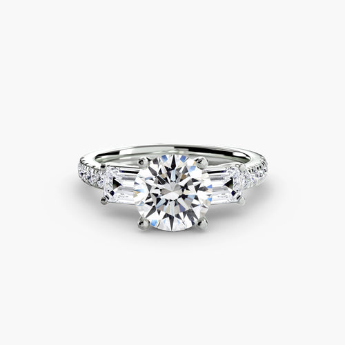 Three-Stone Ring with Pavé Band 4.