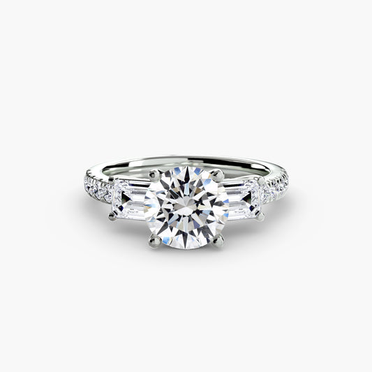 Three-Stone Ring with Pavé Band 4.